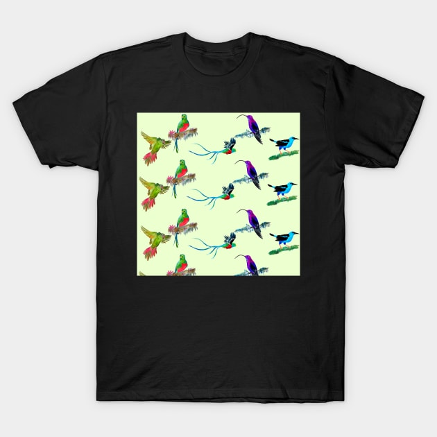 Quetzal Bird Pattern T-Shirt by julyperson